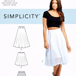 Sewing Pattern Flared Skirt Pattern, Circle Skirt Pattern, Easy Skirt Pattern, Zippered Skirt Pattern, Simplicity Sewing Pattern 9123 image 7