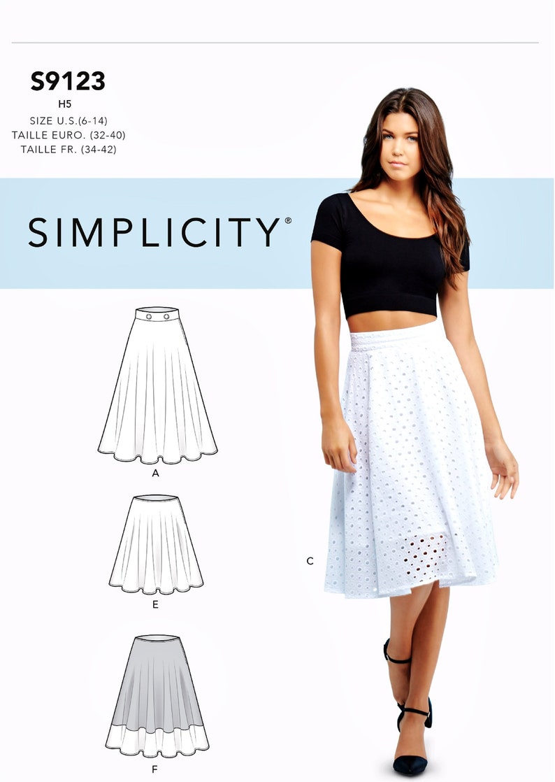 Sewing Pattern Flared Skirt Pattern, Circle Skirt Pattern, Easy Skirt Pattern, Zippered Skirt Pattern, Simplicity Sewing Pattern 9123 image 7