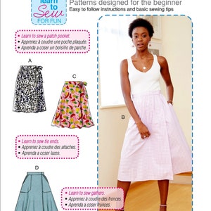 Sewing Pattern Women's Skirt Pattern, Wrap Skirt Pattern, Learn to Sew Wrap Skirt Pattern, McCall's Sewing Pattern 7960