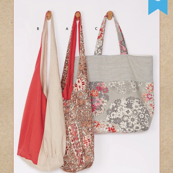 Sewing Patterns Large Tote Bag, Cloth Bags Pattern, Hobo Bag Pattern, Kwik Sew Pattern 4329