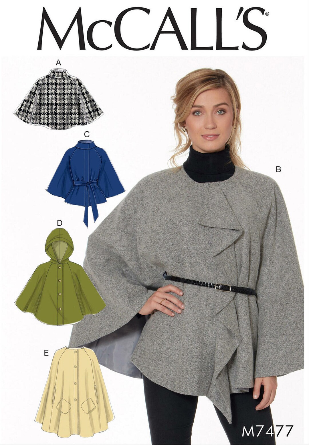 Sewing Pattern Women's Cape Pattern, Misses' Cape With Hood Pattern ...