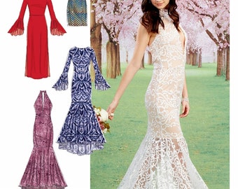 McCall's Sewing Pattern Formal Gown Pattern, Wedding Gown Pattern, Formal Dress Pattern, Halter Dress Pattern, McCall's Sewing Pattern 7569