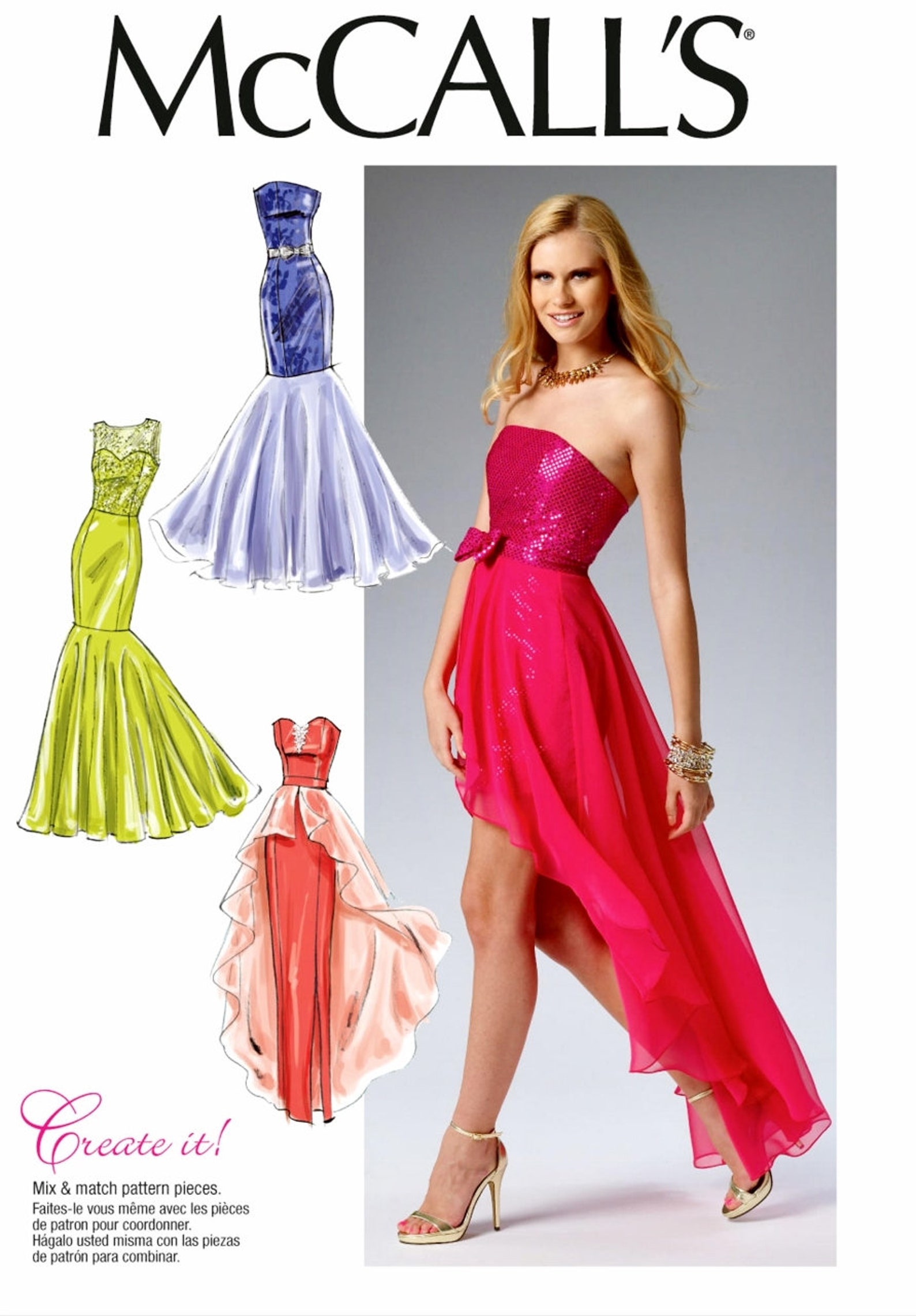 Sewing Pattern Strapless Evening Gown Pattern High Low Formal Etsy