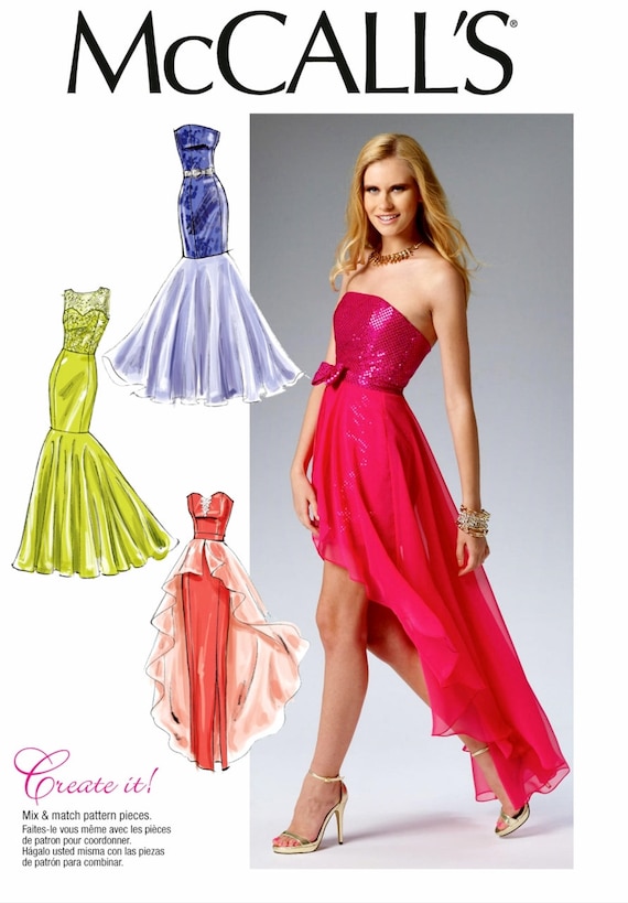 Sewing Pattern Strapless Evening Gown Pattern High Low Formal - Etsy  Singapore