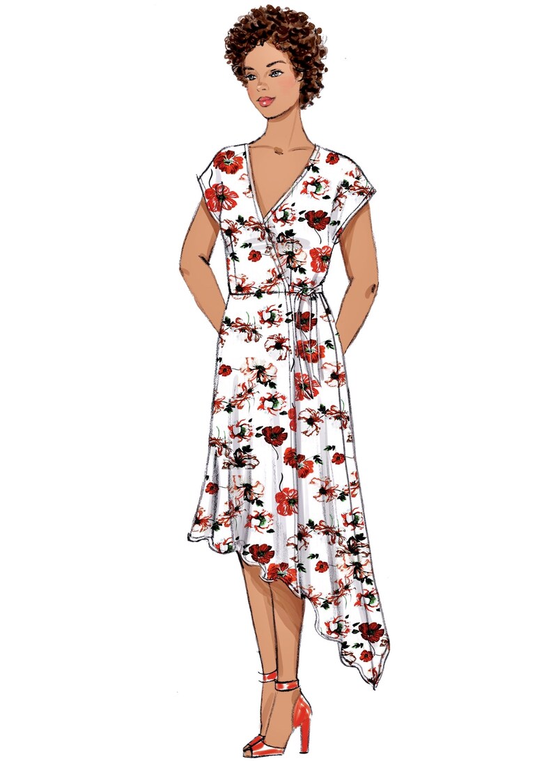 Sewing Pattern Wrap Dress Pattern Shaped Hemline Dress Etsy