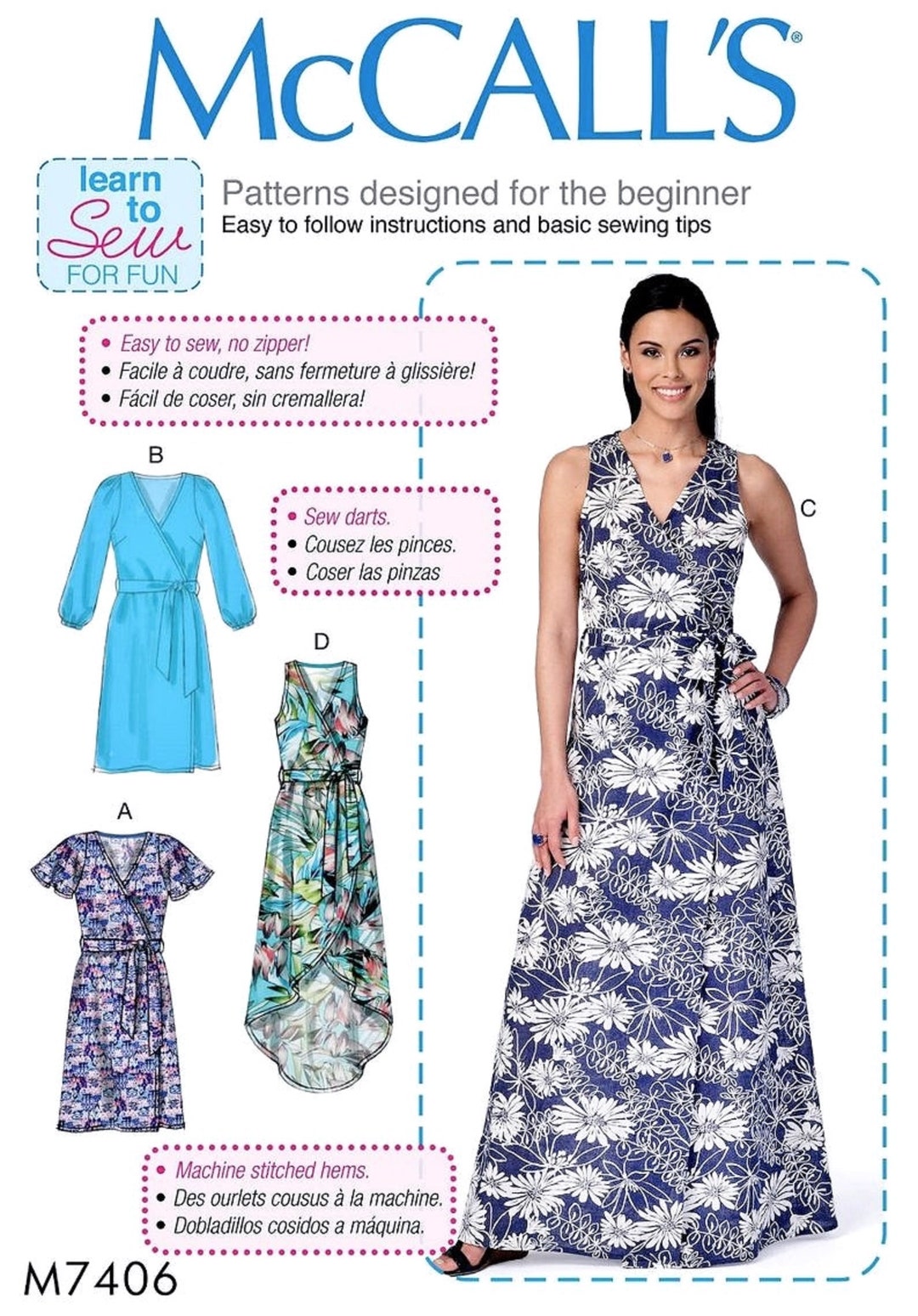 Sewing Pattern Women's Wrap Dress Pattern Learn to Sew Etsy