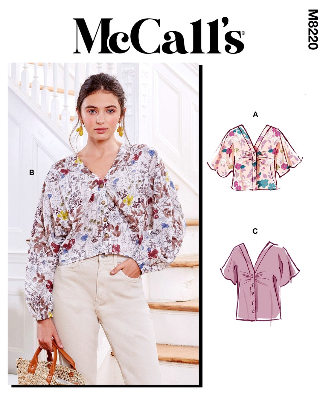 Mccall's Sewing Pattern Women's Blouse Pattern, Dolman Sleeve Blouse ...