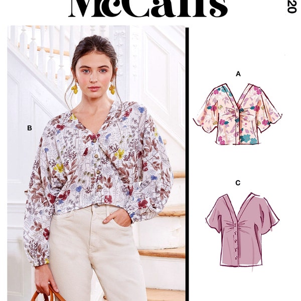 Sewing Pattern Women's Blouse Pattern, Dolman Sleeve Blouse Pattern, Button Top Pattern, McCall's Sewing Pattern 8220