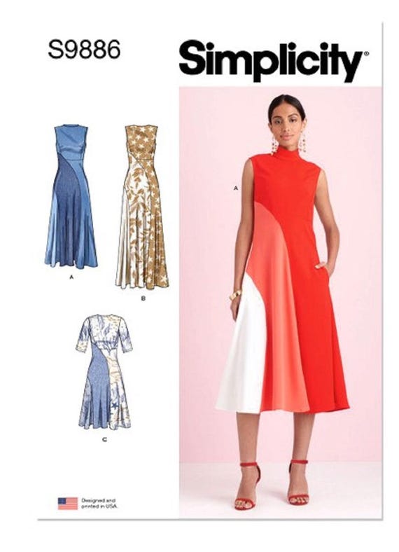 Simplicity Sewing Pattern Women's Dress Pattern, Misses Dress Pattern,  Formal Dress Pattern, Simplicity Sewing Pattern 9886