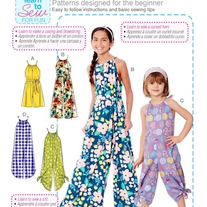 Sewing Pattern Girls&#39; Easy Jumpsuit Pattern, Little Girls&#39; Easy Short Jumpsuit Pattern, Learn to Sew Pattern, McCall&#39;s Sewing Pattern 7917