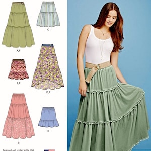 Sewing Pattern Women's Pull on Skirts Pattern Tiered - Etsy