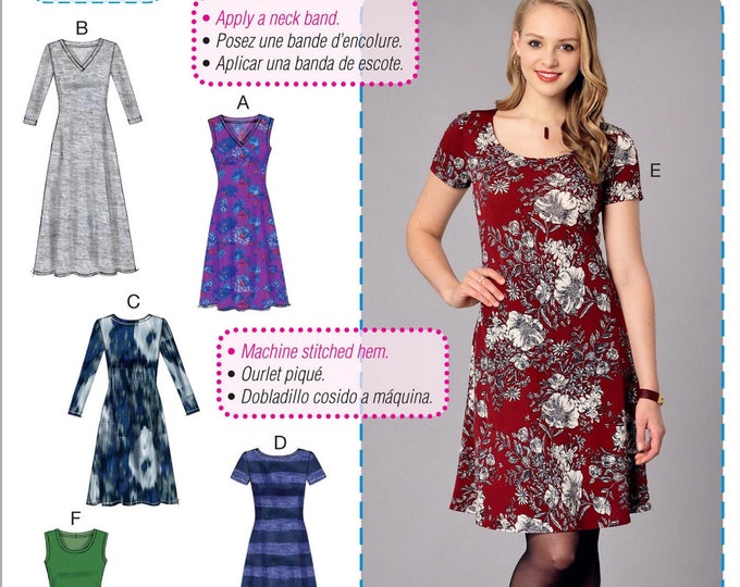 Sewing Pattern Women's Easy Dress Pattern, Stretch Knit Dress Pattern, Mccall's Sewing Pattern ...
