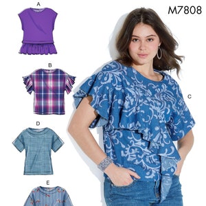 Sewing Pattern Women&#39;s Blouse Pattern, Pullover Tops Pattern, Loose Fit Tops Pattern, Loose Fit Blouse Pattern, McCall&#39;s Sewing Pattern 7808