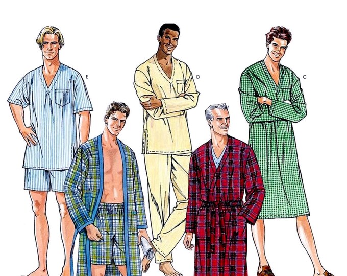 Sewing Pattern Men's Pajamas and Robe Pattern, Men's Nightshirt Pattern