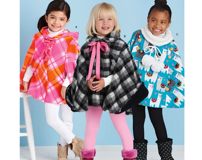 Sewing Pattern Child's Poncho Pattern, Little Girl's Fleece Poncho