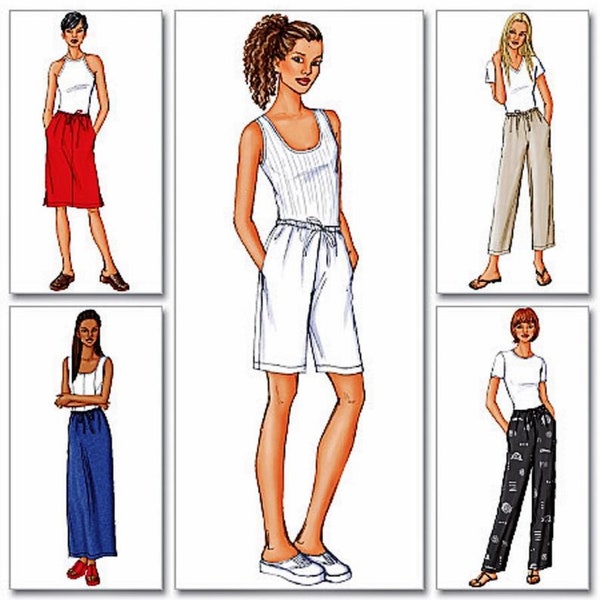 Sewing Pattern Womens Easy Pants Pattern, Shorts Pattern, Crops Pattern, Elastic Waist Skirt Pattern, Butterick Sewing Pattern 6742