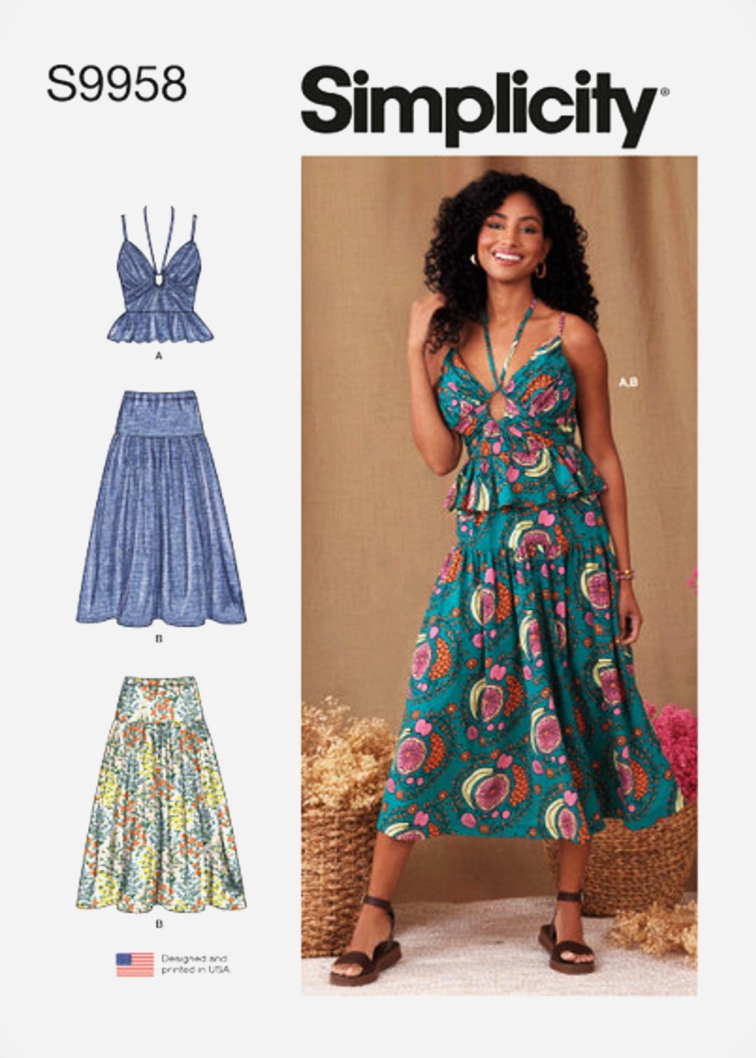 Sewing Pattern Women's Skirt and Halter Top Pattern, Skirt With Pockets ...