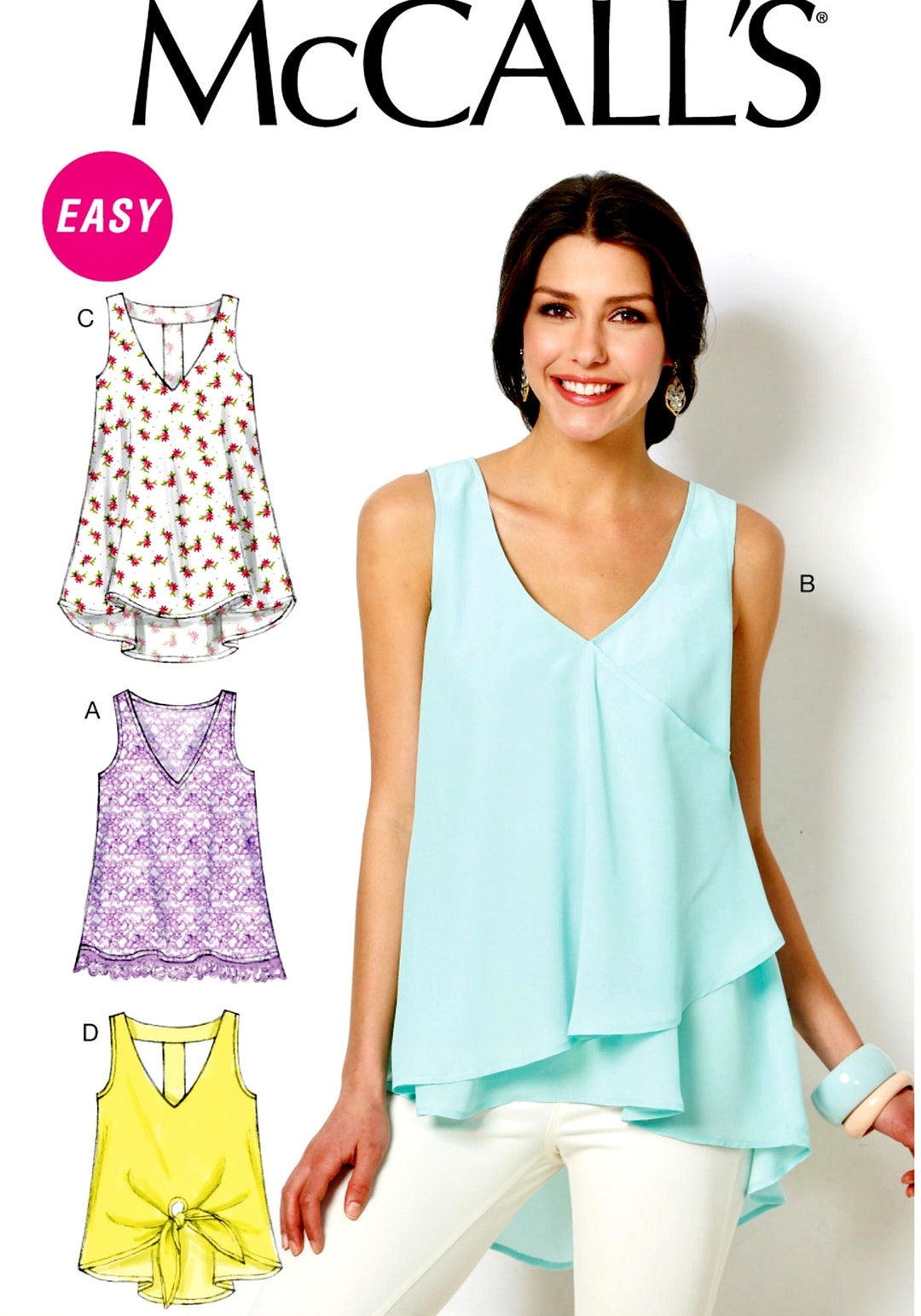 Sewing Pattern Women's Tunic Tops Pattern, Women's Loose Fit Tunic Tops ...