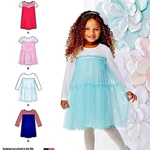 Sewing Pattern Little Girl's Dress Pattern, Child's Dress Pattern, Knit Dress Pattern, Simplicity Sewing Pattern 1209