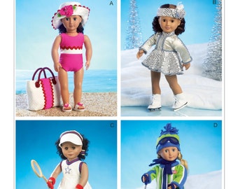 18 inch Doll Sportswear Pattern, 18 inch Doll Skier Clothes Pattern, 18 inch Doll Tennis Clothes Pattern, McCall's Sewing Pattern 6938