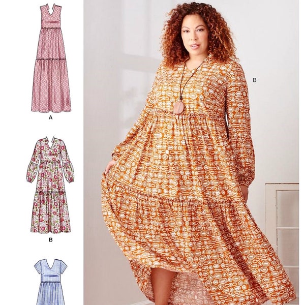 Sewing Pattern Women's Loose Fit Dress Pattern, Women's Tiered Dress Pattern, Simplicity Sewing Pattern 9265