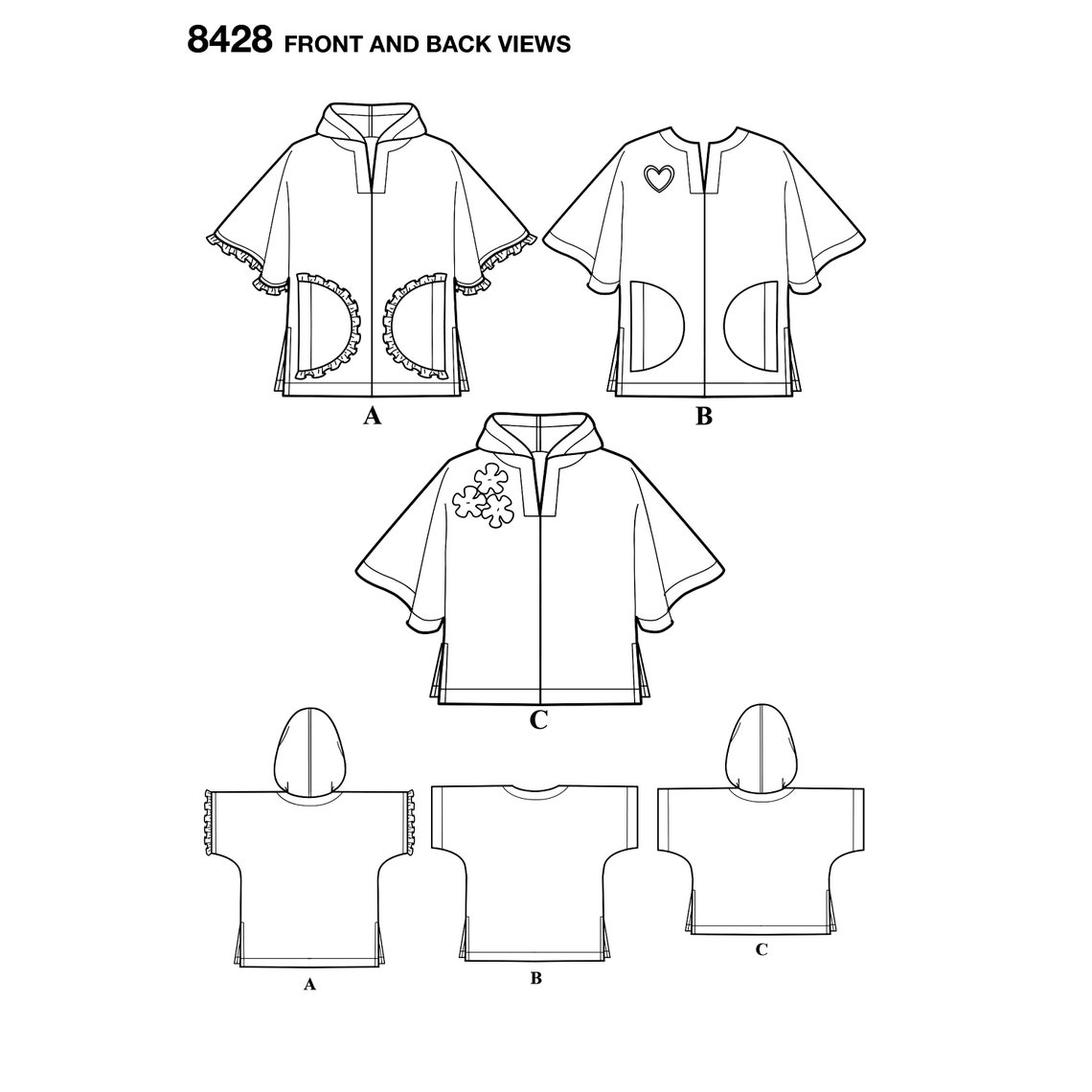 Sewing Pattern for Girls' Poncho Pattern Girls' Etsy