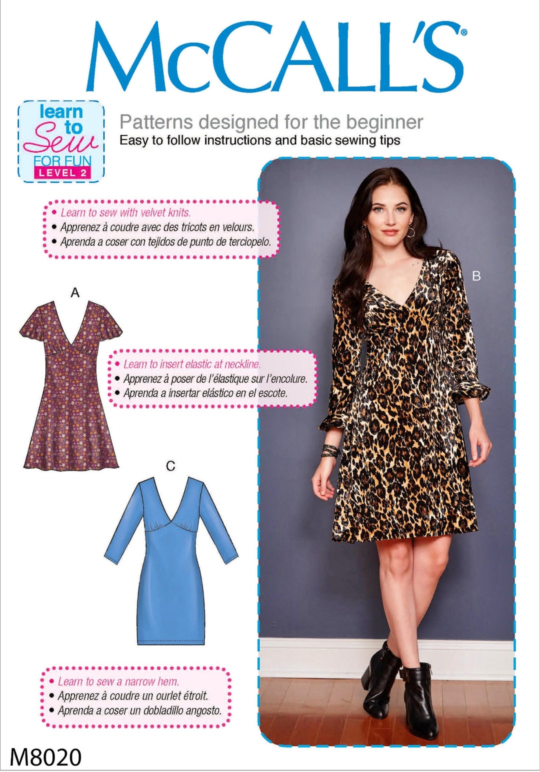 Sewing Pattern Women's Knit Dress Pattern, Learn to Sew Dress Pattern