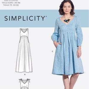 Sewing Pattern Women's Dress Pattern, Dress with Pockets Pattern, Raised Waistline Dress Pattern,Simplicity Sewing Pattern 8910