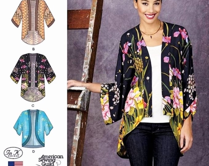 Sewing Pattern Kimono Jacket Pattern, Open Front Loose Fit Jacket