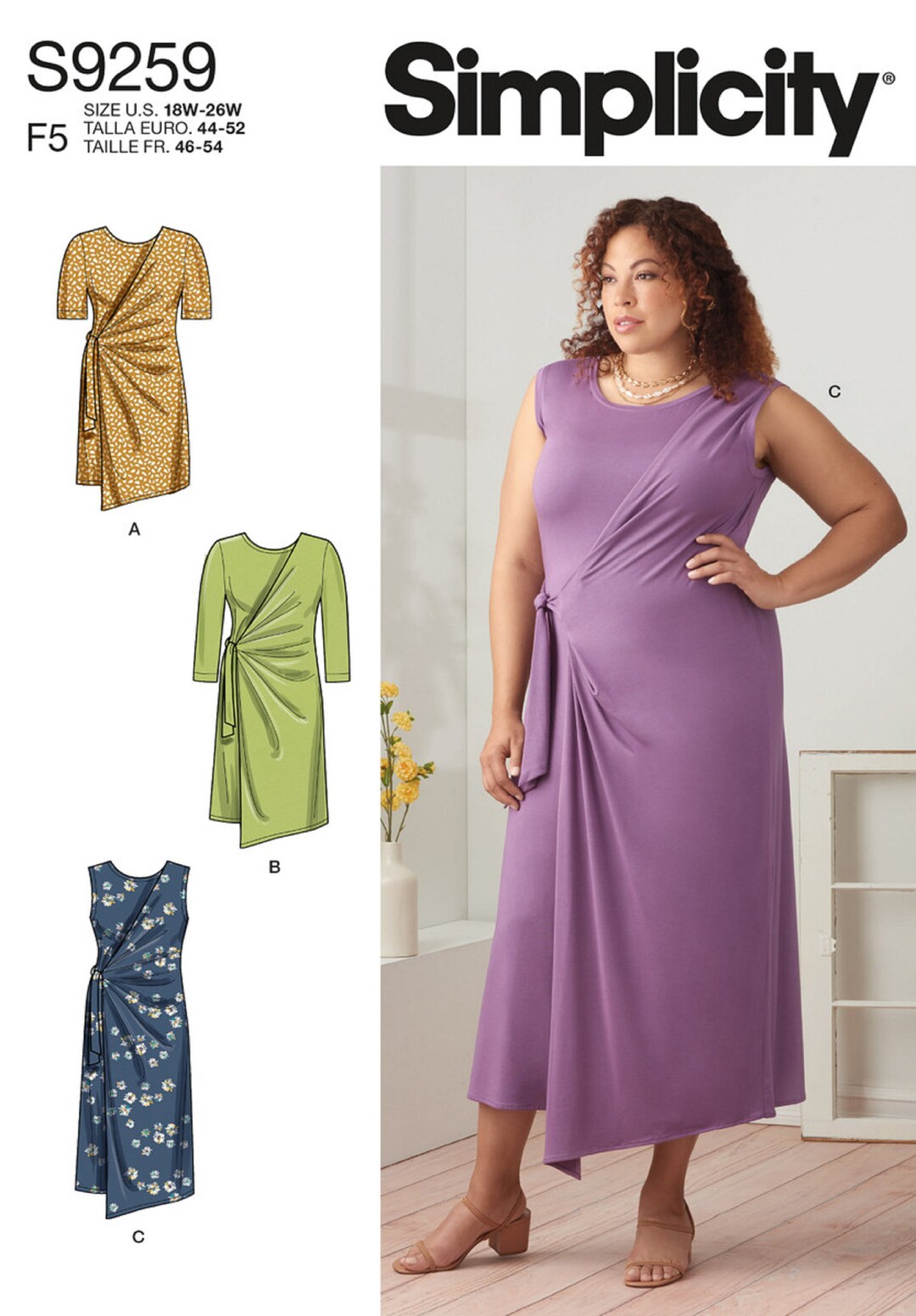 Simplicity Paper Sewing Pattern Women's Knit Dress Pattern, Mock Wrap ...