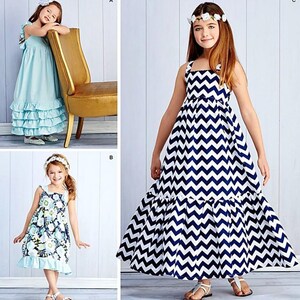 Sewing Pattern Girls' Sundress Pattern, Girls' Ruffle Sundress Pattern, Little Girls' Long Dress, Simplicity Sewing Pattern 1121