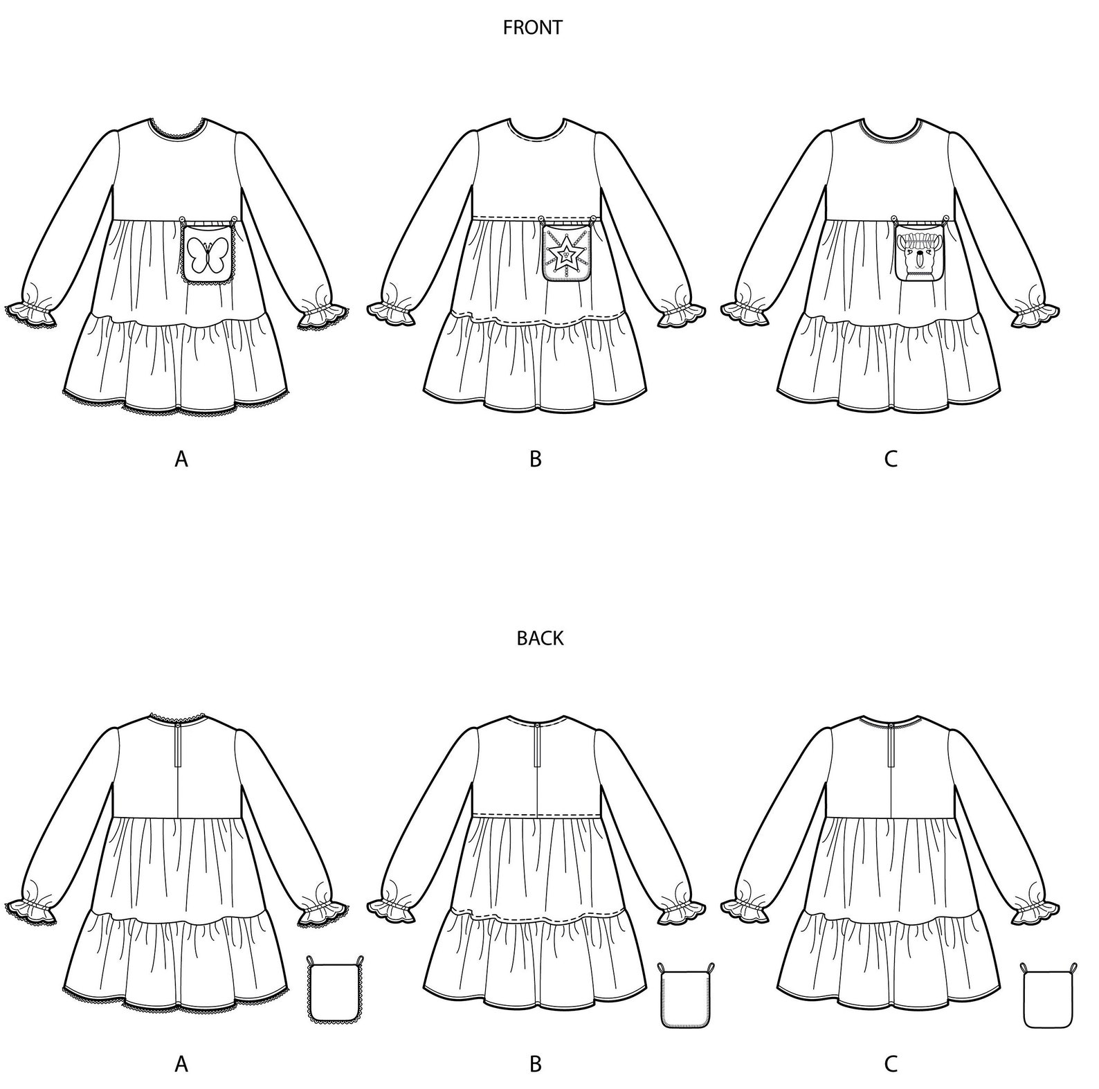 Sewing Pattern Girls' Long Sleeve Dress Pattern Easy Etsy