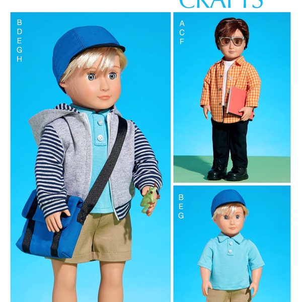 Sewing Pattern 18 inch Boy Doll Clothes Pattern, 18 inch Doll Hoody Pattern, McCall's Sewing Pattern 7734