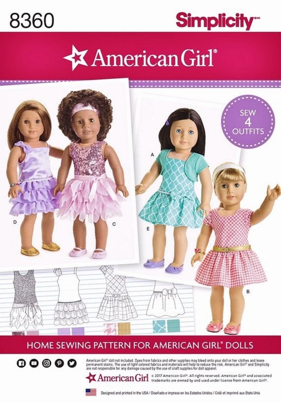 Simplicity 8280 American Girl Doll Dress Sewing Patterns for 18 Dolls