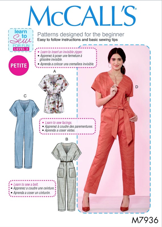 Sewing Pattern Misses/Miss Petite Jumpsuit Pattern Learn to | Etsy