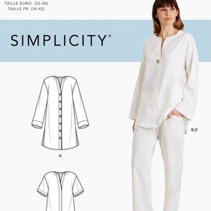 Simplicity Paper Sewing Pattern Women&#39;s Loose Fit Tunic Top Pattern, Elastic Waist Pants Pattern, Simplicity Sewing Pattern 9113