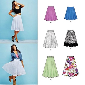 Sewing Pattern Flared Skirt Pattern, Circle Skirt Pattern, Easy Skirt Pattern, Zippered Skirt Pattern, Simplicity Sewing Pattern 9123 image 1