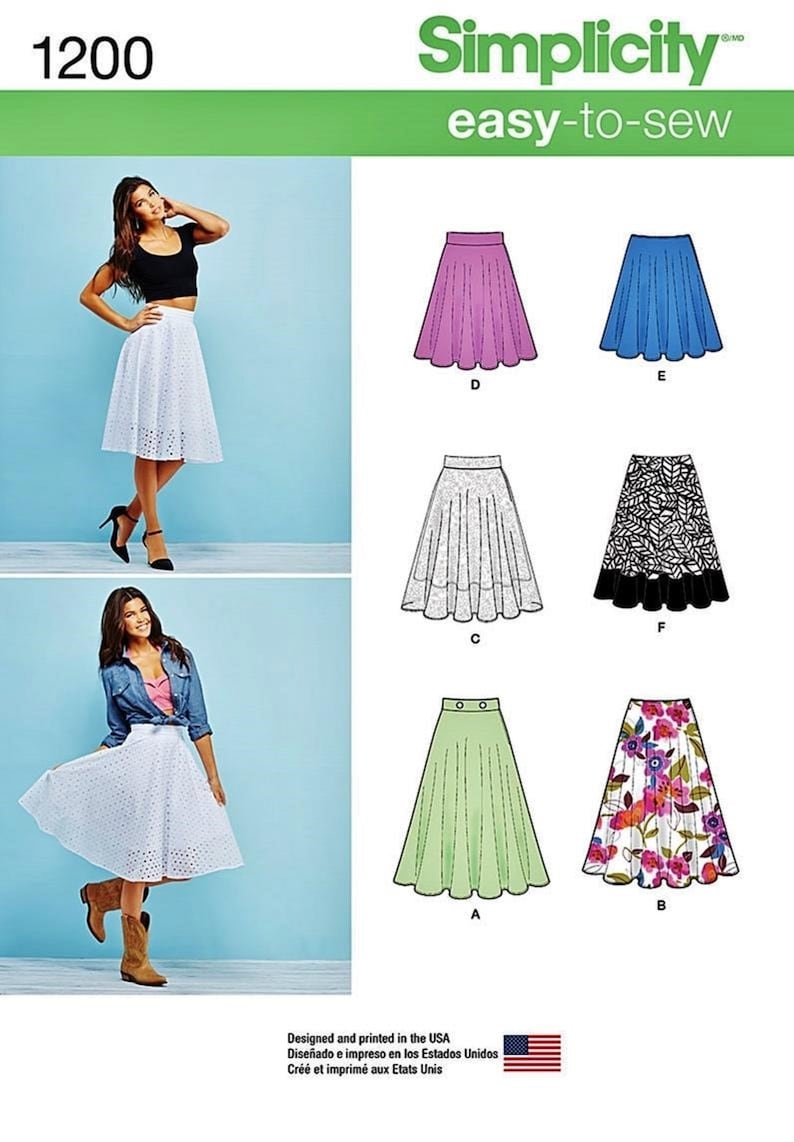 Sewing Pattern Flared Skirt Pattern, Circle Skirt Pattern, Easy Skirt Pattern, Zippered Skirt Pattern, Simplicity Sewing Pattern 9123 image 1