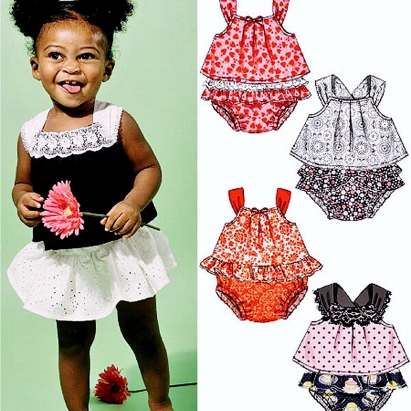 Sewing Pattern Toddlers' Suntop and Diaper Cover Pattern, Infants Sunsuit Pattern, Baby Girls' Romper Pattern, McCalls 6538 sewing pattern