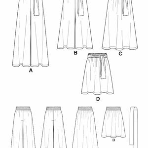 Sewing Pattern Loose Fit Pants Pattern, Easy Pull on Skirt Pattern ...