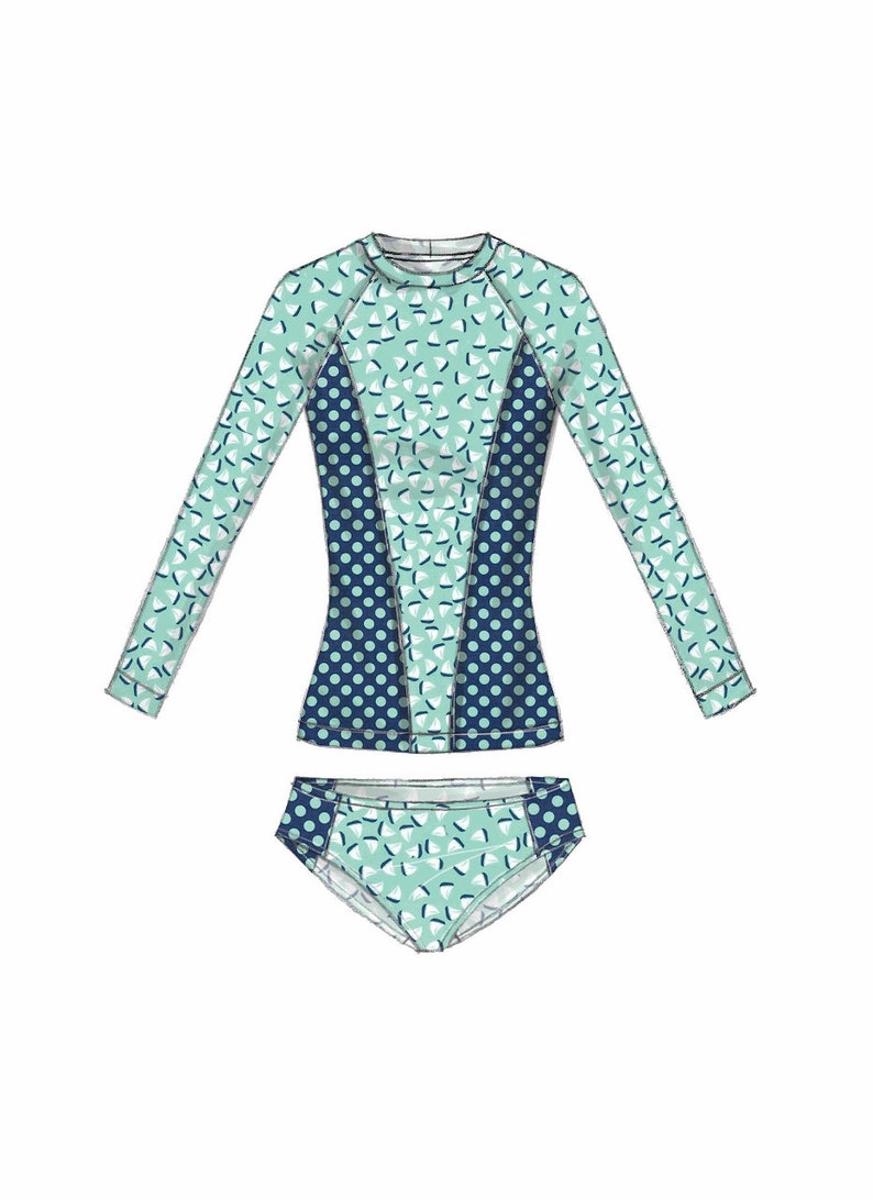 Sewing Pattern Swimsuit With Sleeves Pattern Mommy and Me Etsy