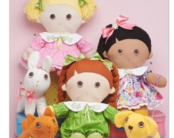 Simplicity Sewing Pattern Plush Dolls with Clothes and Plush Pets Pattern, Cloth Dolls and Pets Pattern, Simplicity Sewing Pattern 9910