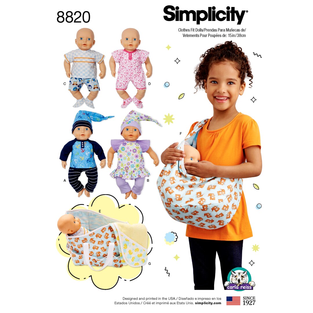 Sewing Pattern Baby Doll Clothes Pattern, Baby Doll Sling Carrier