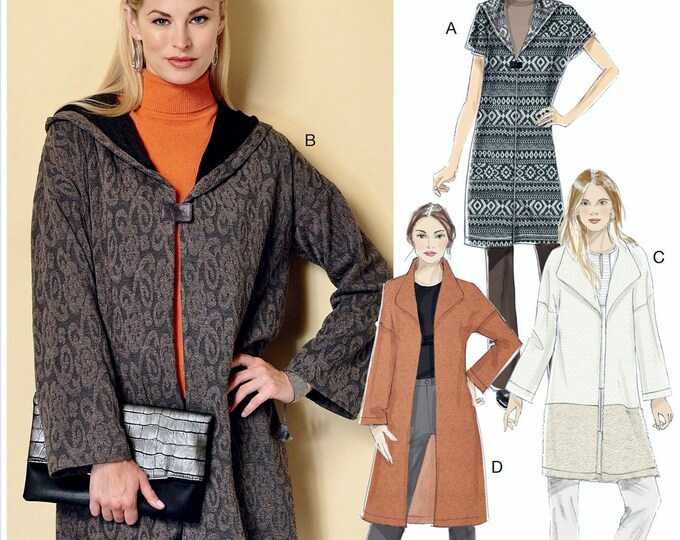 Unlined Coat Sewing Pattern, Loose Fitting Coat Pattern, Hooded Coat