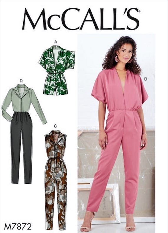 Sewing Pattern Jumpsuit Pattern, Kimono Sleeve Romper Pattern, Tapered Legs  Jumpsuit Pattern, Mccall's Sewing Pattern 7872 -  Canada