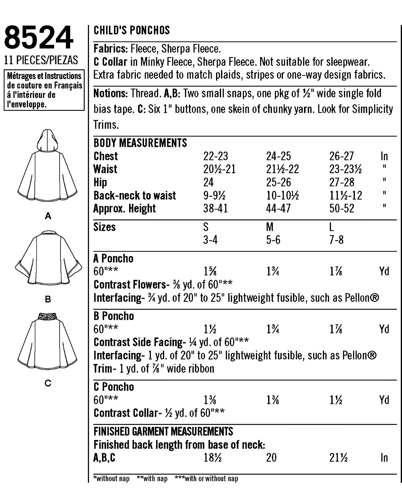 Sewing Pattern Child's Poncho Pattern Little Girl's Etsy