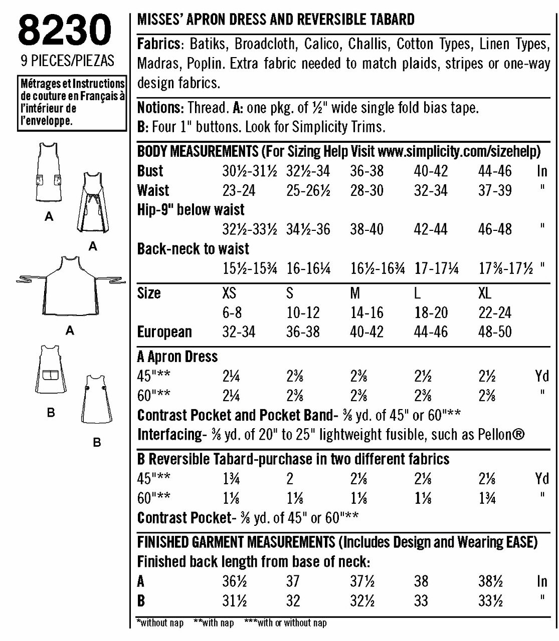 Sewing Pattern Apron Dress Pattern Reversible Tabard Apron Etsy UK