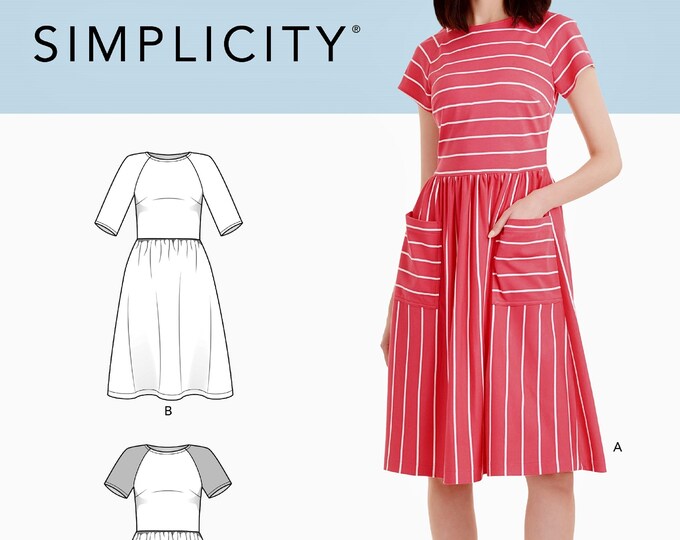 Sewing Pattern Women's Easy Dress Pattern, Raglan Sleeve Dress Pattern ...