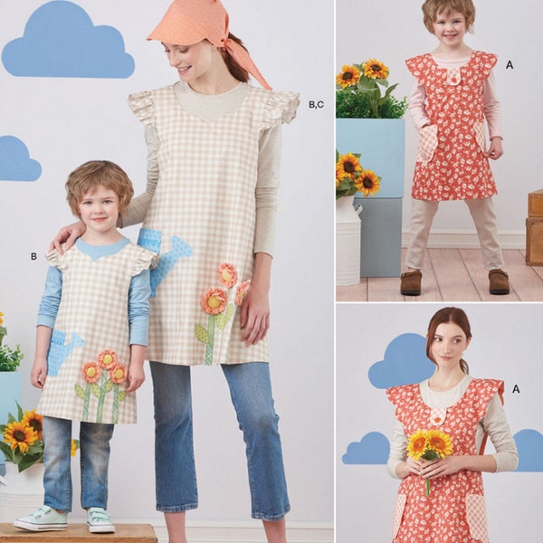 Sewing Pattern Mommy and Me Wrap Apron Pattern, Adult and Child Aprons Pattern, Scarf Hat Pattern, Simplicity Sewing Pattern 9767