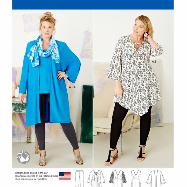Sewing Pattern Women's Tunic Top and Leggings Pattern, Women's Kimono Cardigan Pattern, Simplicity Sewing Pattern 8097